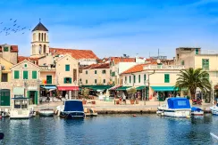 Apartments by the sea in Vodice - view of the port town by the sea
